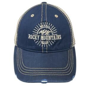 ACE USA Trucker Hat Blue One Size Rocky Mountains McCall Idaho Distressed Mesh